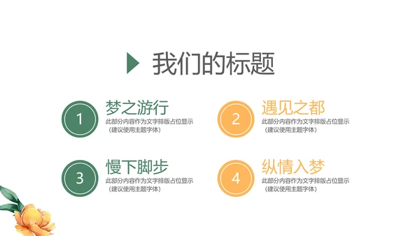 手绘唯美花圈小清新旅行电子相册PPT动态模板