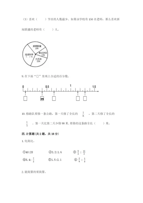 2022六年级上册数学期末考试试卷及答案（网校专用）.docx