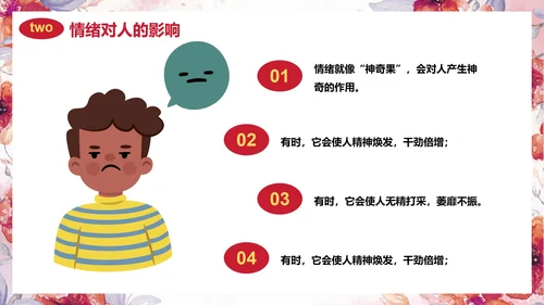 卡通水彩花卉情绪管理主题教育PPT模板
