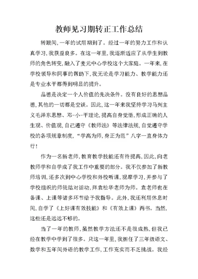 教师见习期转正工作总结