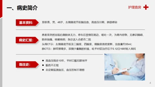 医学院脑出血案例解析护理查房通用PPT模板