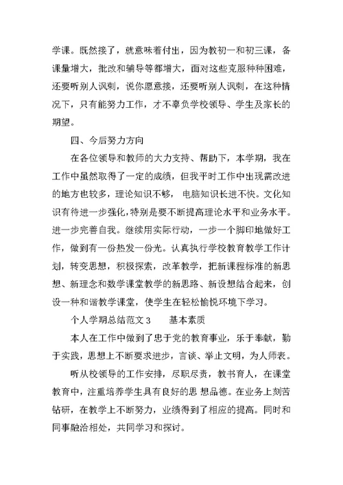 个人学期总结范文
