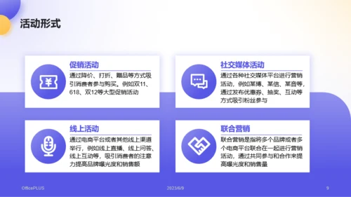 蓝紫色3D风电商营销活动策划PPT模板