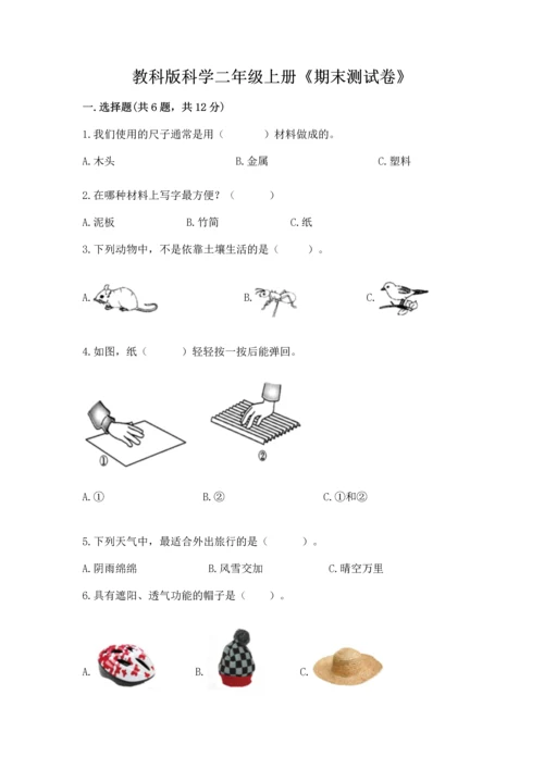 教科版科学二年级上册《期末测试卷》审定版.docx