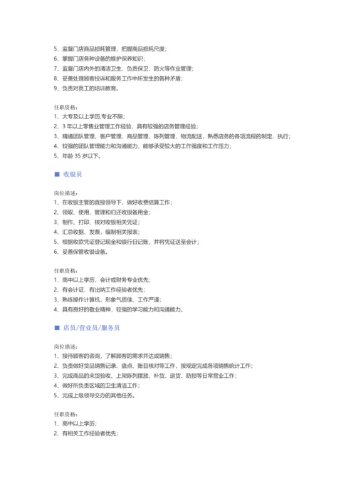【酒店、餐饮、旅游娱乐、零售百货】职位说明书.docx
