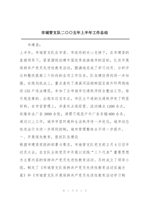 市城管支队二○○五年上半年工作总结.docx