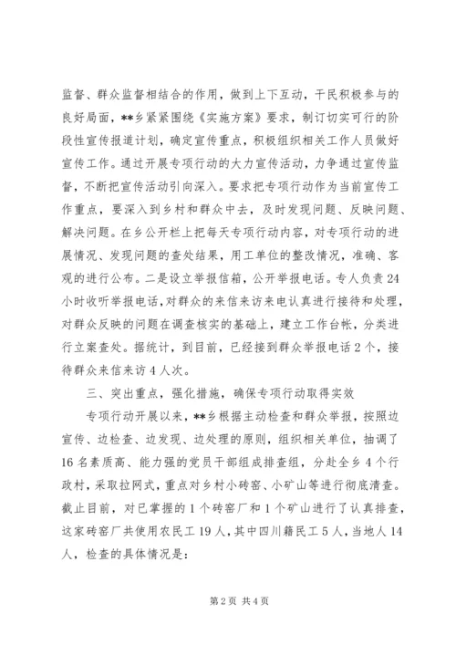 乡镇整治非法用工、打击违法犯罪专项行动工作总结.docx