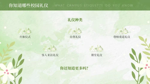 绿色水彩文明礼仪主题班会PPT模板