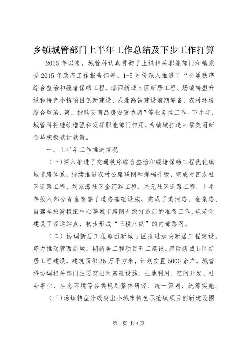 乡镇城管部门上半年工作总结及下步工作打算.docx