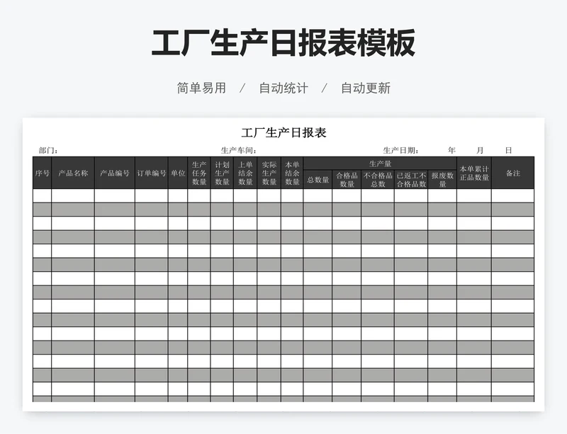 工厂生产日报表模板