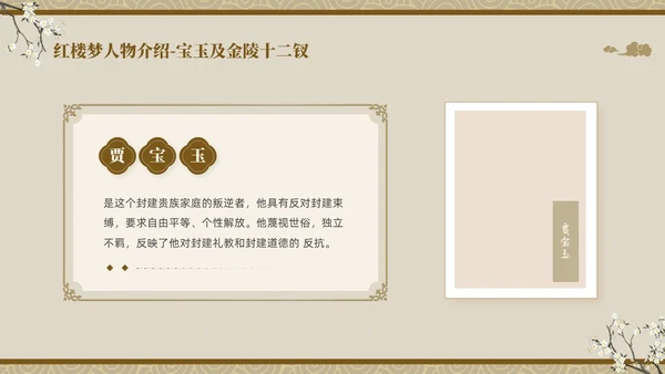 褐色复古中国风中国四大名著之红楼梦人物介绍PPT