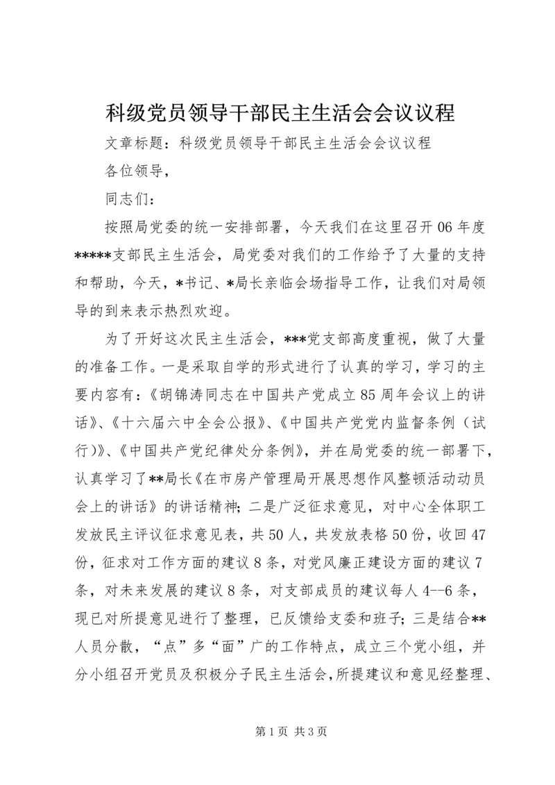 科级党员领导干部民主生活会会议议程.docx