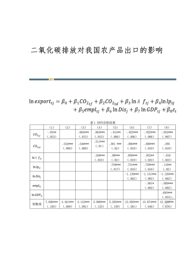 二氧化碳排放对我国农产品出口的影响.docx