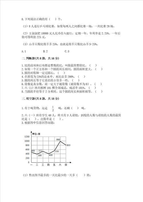 小学数学六年级上册期末卷含完整答案各地真题