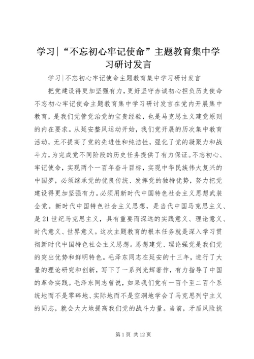 学习-“不忘初心牢记使命”主题教育集中学习研讨发言.docx