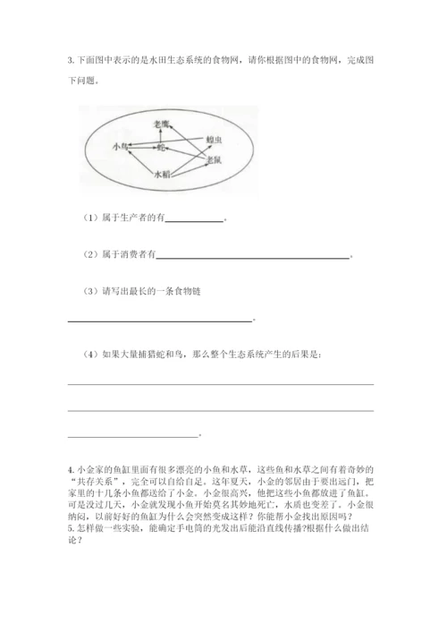 教科版五年级下册科学第一单元《生物与环境》测试卷含完整答案（精品）.docx