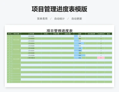 项目管理进度表模版