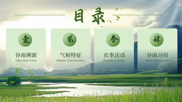 绿色谷雨二十四节气ppt模板