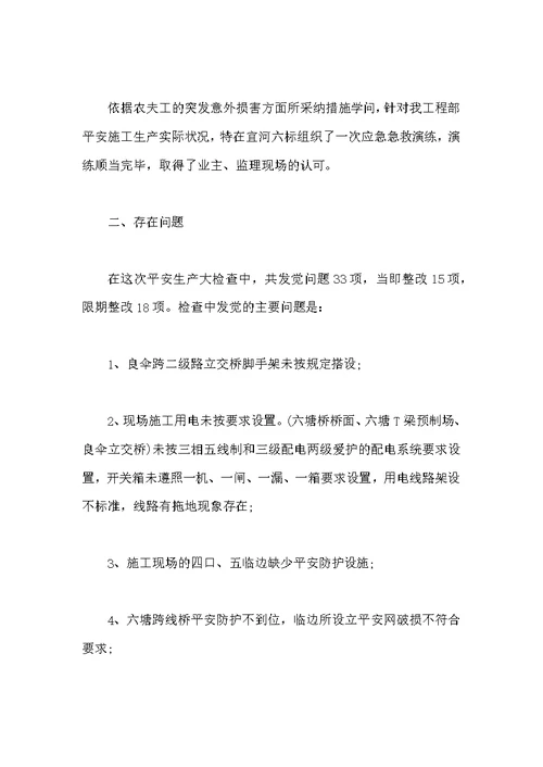 项目安全生产自检自查报告及整改措施