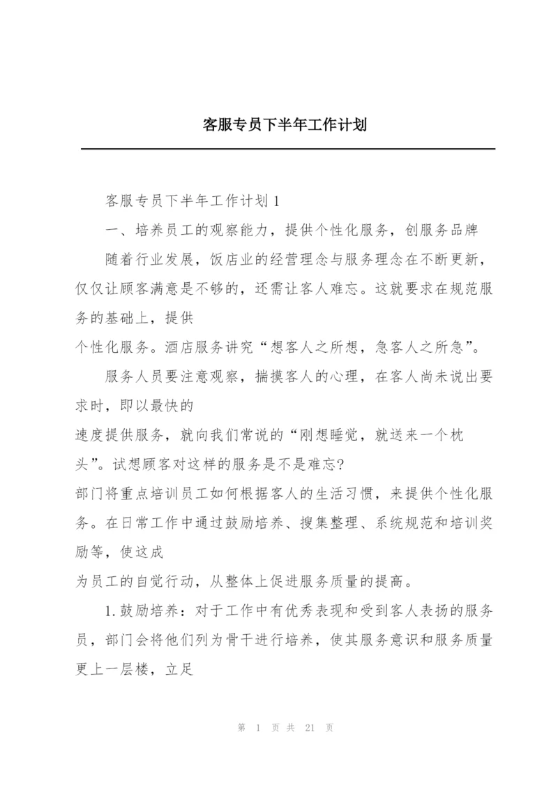 客服专员下半年工作计划.docx