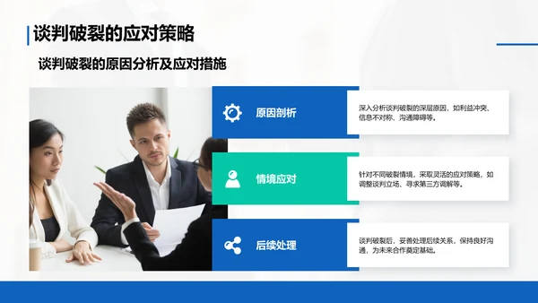 蓝色商务风客户关系管理与商务谈判技巧PPT模板