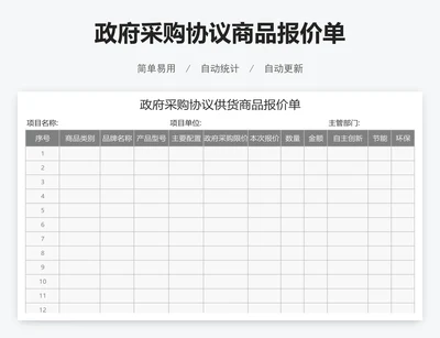 政府采购协议商品报价单