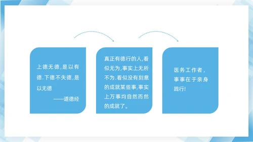 蓝色几何边框简洁医务人员职业素养培训PPT