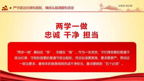 两学一做党课之讲规矩有纪律ppt模板