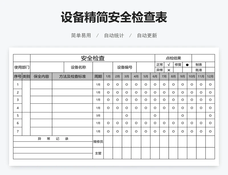 设备精简安全检查表