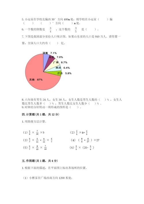 小学六年级上册数学期末测试卷附参考答案（轻巧夺冠）.docx