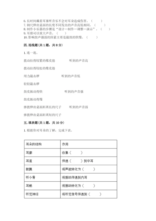 教科版科学四年级上册第一单元声音测试卷精品（易错题）.docx
