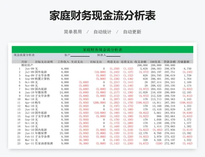 家庭财务现金流分析表