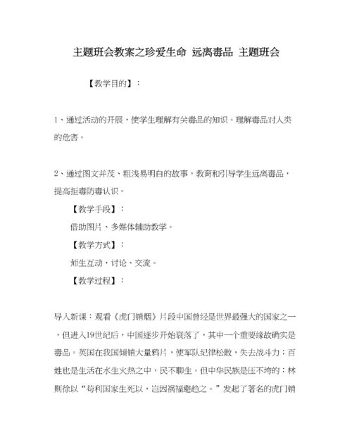 精编主题班会教案珍爱生命远离毒品主题班会.docx