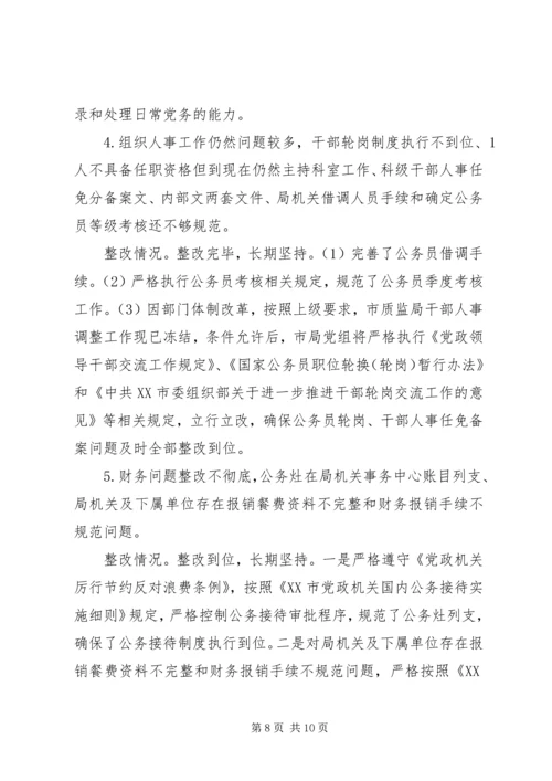 市质监局党组巡察整改专项督查反馈问题整改情况报告.docx