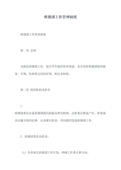 班级团工作管理制度