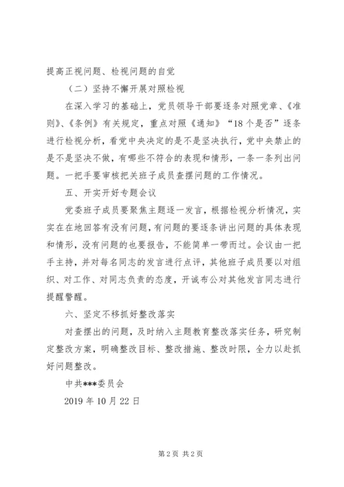 领导班子开展“不忘初心、牢记使命”主题教育检视问题工作方案.docx