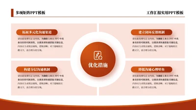 红色商务风4项矩阵PPT单页