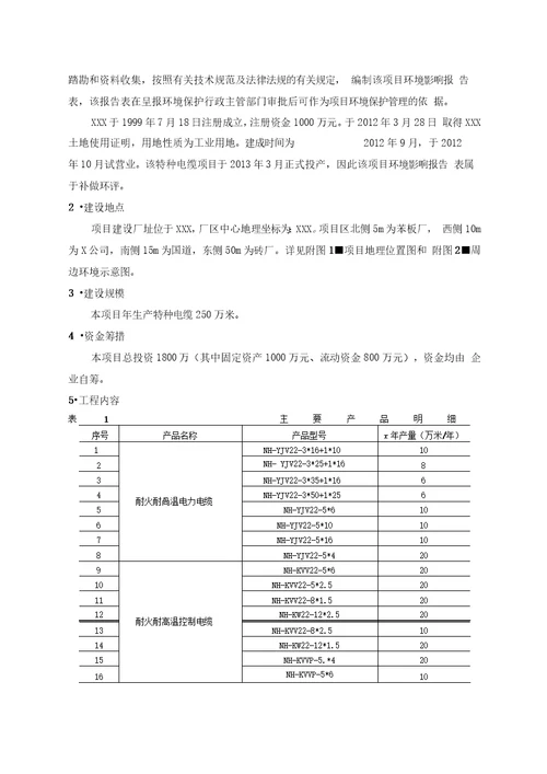 电缆环评报告环境影响评价报告表