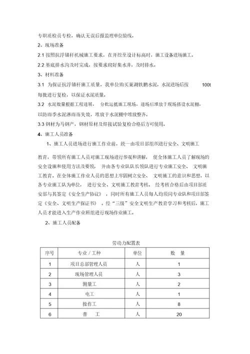 抗浮锚杆施工方案