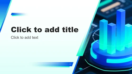 蓝绿色渐变科技风工作总结数据报告复盘PPT主题模板