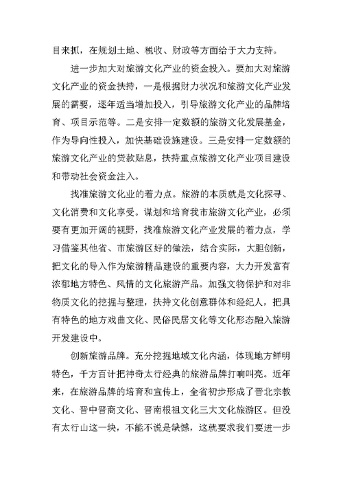 市旅游文化产业发展情况调查报告
