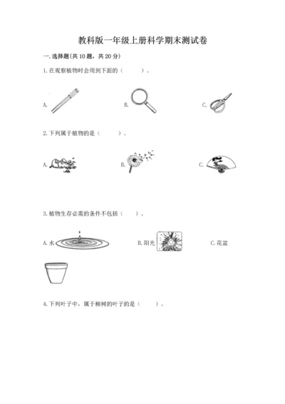 教科版一年级上册科学期末测试卷及答案（全优）.docx