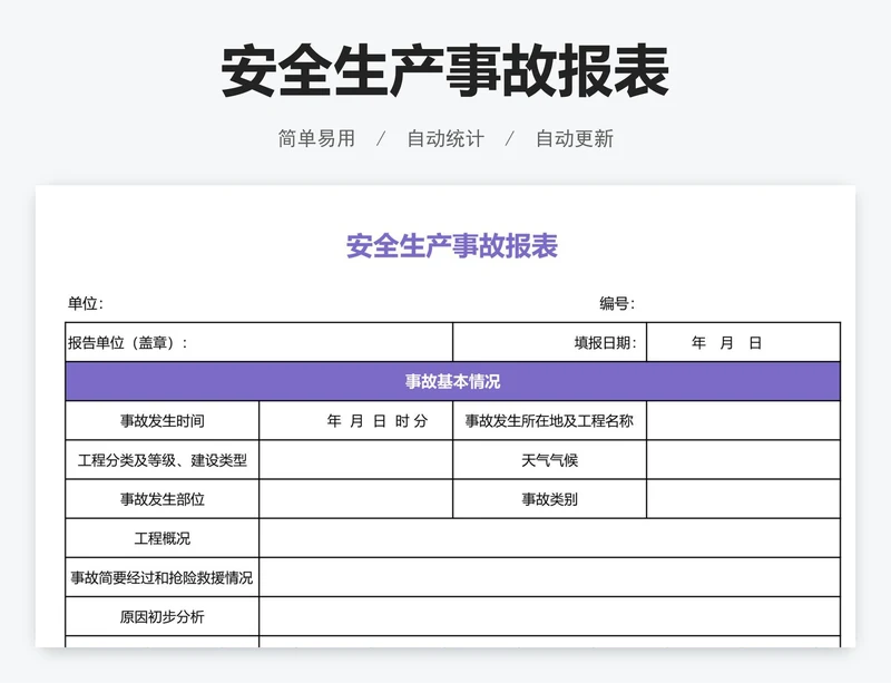 安全生产事故报表