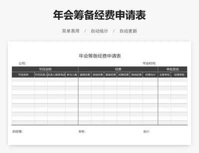 年会筹备经费申请表