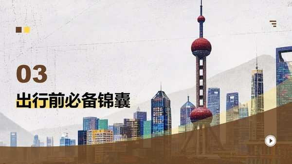 棕黄色复古风上海旅游攻略PPT模板