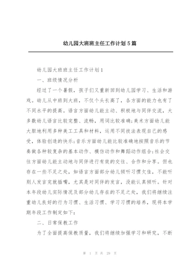 幼儿园大班班主任工作计划5篇.docx