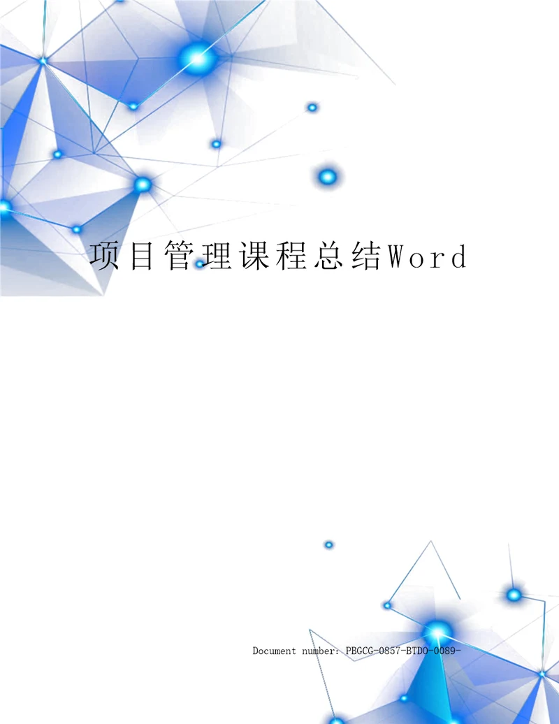 项目管理课程总结Word