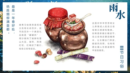 二十四节气PPT模板雨水