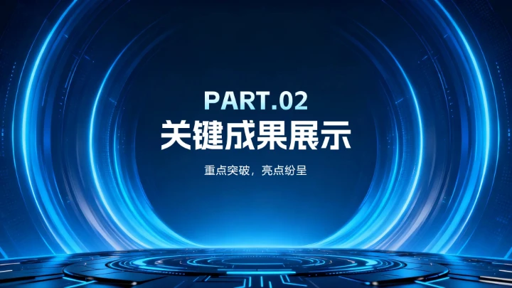 蓝色渐变科技风年终工作总结汇报PPT模板