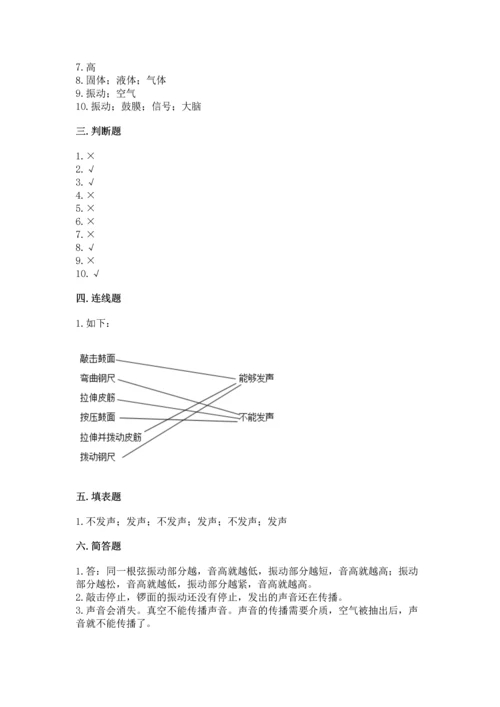 教科版科学四年级上册第一单元《声音》测试卷（精品）.docx